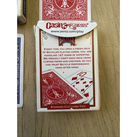 2 VTG BICYCLE Jumbo Index Playing Cards Decks Blue Red cherub rider back lot 2 - Picture 4 of 6